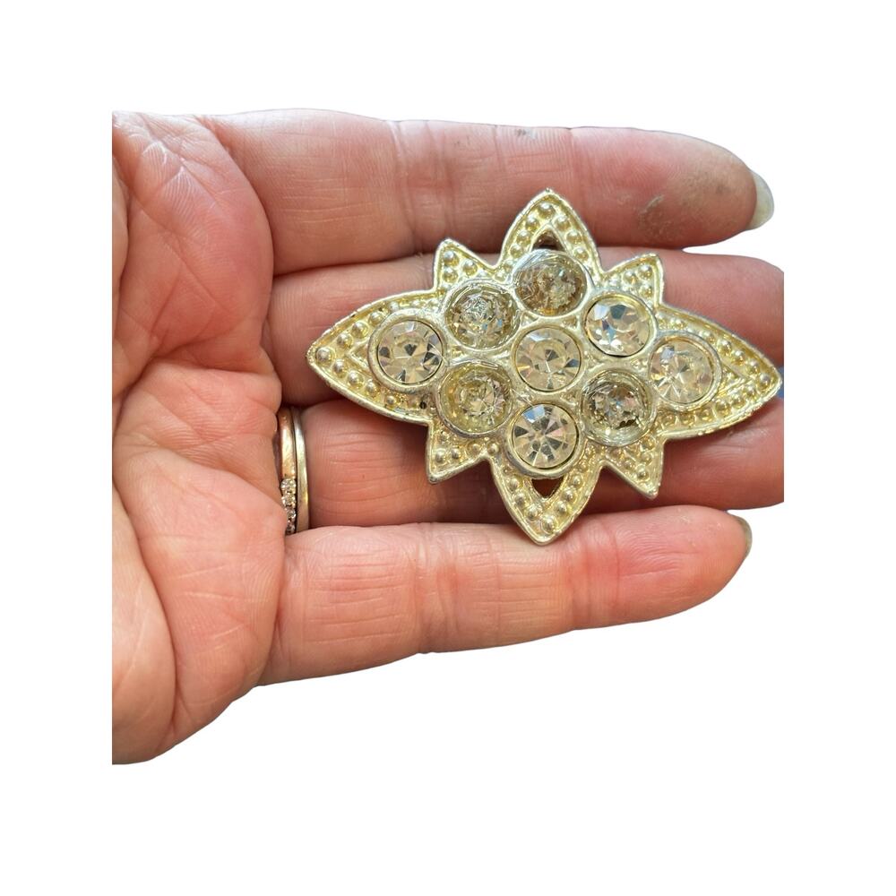 Vintage Rhinestone Dress Finding Sew-On Appliqué Starburst Cluster Mid Century
